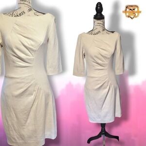 MILLY Andrea Cream Virgin Wool Pencil Dress, Medium